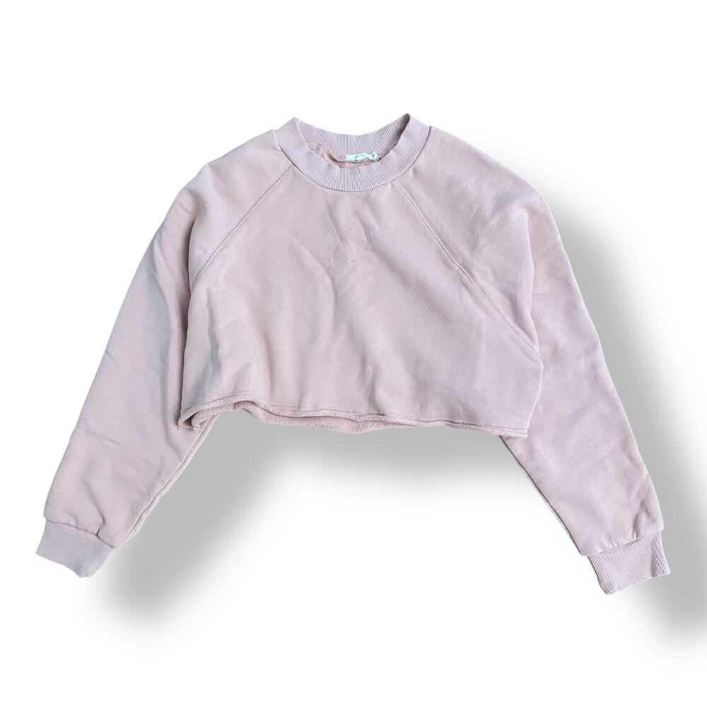 NIA Pink Crop Cotton Pullover Sweatshirt Size XS‎ Lounge Athleisure